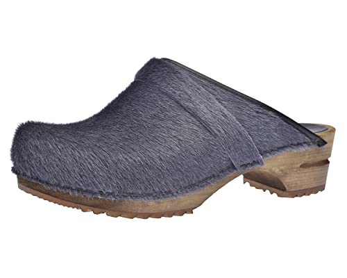 Sabots Sanita Femme Caroline Open chaussure confort cuir noir béquille