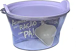 Armazenador de Ração 1kg Porta Ração Cães e Gatos Outros Animais Família de Estimação (Lilás)