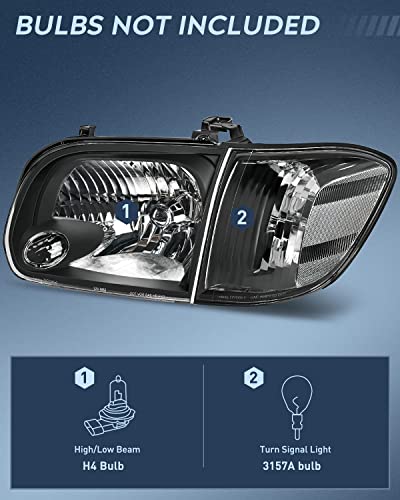 Image of Nilight Headlight Assembly for 2005 2006 Toyota Tundra 4 Door Double Crew Cab 2005 2006 2007 Sequoia Pickup Replacement Black Housing Clear Reflector Driver and Passenger Side