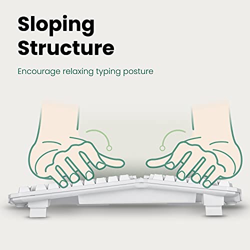 Perixx Periboard-613W Mini Wireless Ergonomic Split Keyboard With Dual 2.4G And Bluetooth Mode - Compatible With Windows 10 And Mac Os X - White - Us English (11811) #TOP2