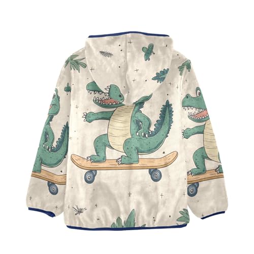 Crocodile Skateboard Girls Fleece Jacket Girls Fall Jacket Girls Zip Up Hoodie Girls Sherpa Jacket 2-10T2