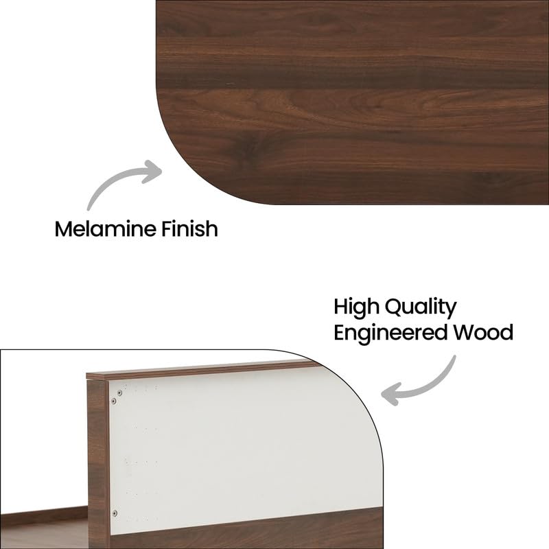 Image of Royaloak Baleno King Bed with Hydraulic Storage, Engineered Wood Bed with Melamine Finish, Dual Tone Headboard, Strong Bed Base, Modern Design, W 74.40 X D 80.70 X H 35.43 Inches