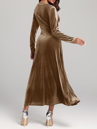 Women Velvet Maxi Dress Long Sleeve3