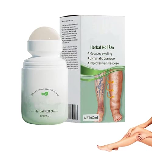 Roll-on a base de hierbas para el drenaje de edemas, roll-on para masaje de drenaje linfático, alivio de edemas en piernas y pies, no graso, para todo tipo de pieles (1pcs)