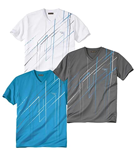 ATLAS FOR MEN T-Shirts à Manches Courtes. T-Shirt Homme, Tee-Shirts Imprimés Col V. Disponibles en Grandes Tailles. Lot de 3 T-Shirts - M Cover