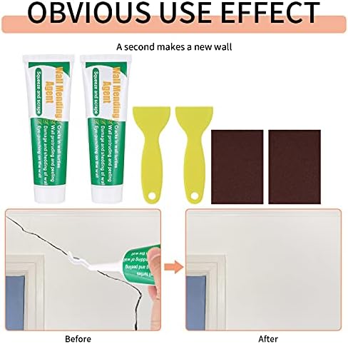 Safe Wall Mending Agent, 2Pcs Wall Repair Cream with Two Sandpapers,Filler for Walls with Scraper, Wall Crack Filler for Nail Holes, Peeling, Graffiti, Stains, Repair Tool Indoor and Outdoors