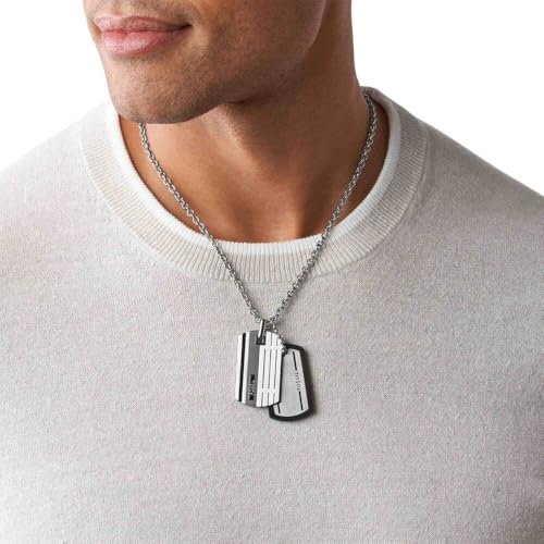 Fossil Halskette Für Männer Kleid, Silber Edelstahl Halskette, JF00494998