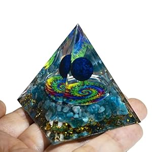 Orgone Pyramid The Zodiac Pyramid Chakra Energy Healing Crystal Pyramid for Health Lucky Success Home Decor Gift (2 inches – Blue Turquoise)