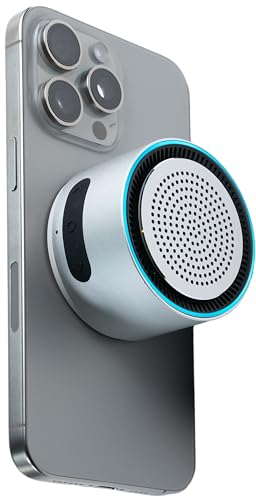 MagSound MagBeat Bluetooth Speaker with Magnetic Wireless Charger (Titanium) Portable Stereo Sync TWS Booming Bass Up to 10H IPX7 Waterproof Gift for Men