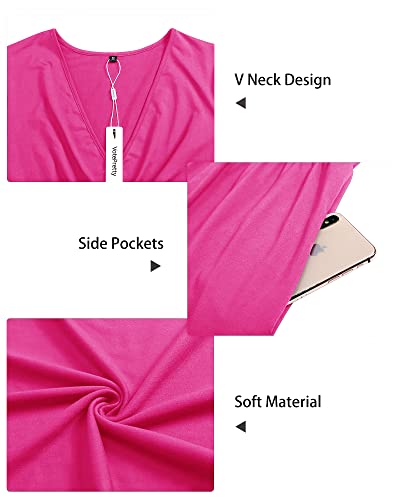 Image of VOTEPRETTY Women's Short Sleeve V Neck Wrap Dress Summer Casual Floral Sundress with Pockets