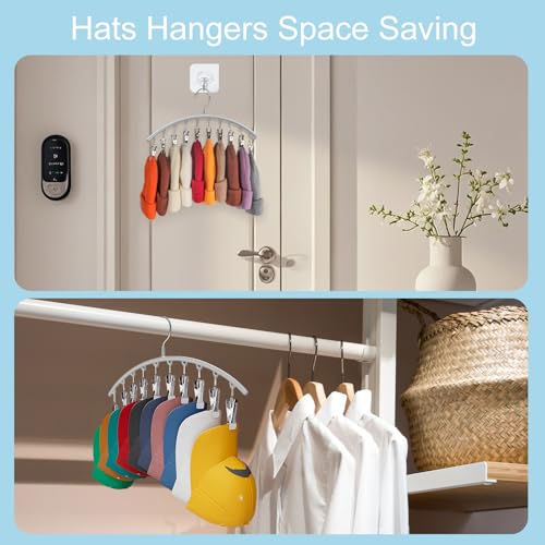Cuipingoo Hat Hangers for Closet, Metal 2 Pack Hat Organizer Holder for Hanger Closet Display, Hat Racks for Baseball Caps w/10 Clips, Hat Holder for Ball Caps & Accessories, for Men Women, Grey by Cuipingoo - Image 7