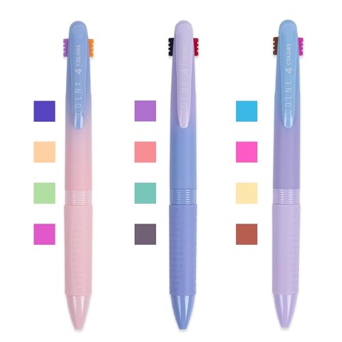 SURALIN 3x 4-in-1 Kugelschreiber – 12 Farben, 0,7 Mm Stärke, Für Journaling, Notizen & Organisation