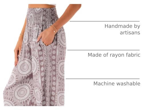 Image of Lotus and Luna Women's Harem Pants Thai Pants for Beach & Lounge High Waisted Flowy Boho Pants Genie Pants Yoga Pants