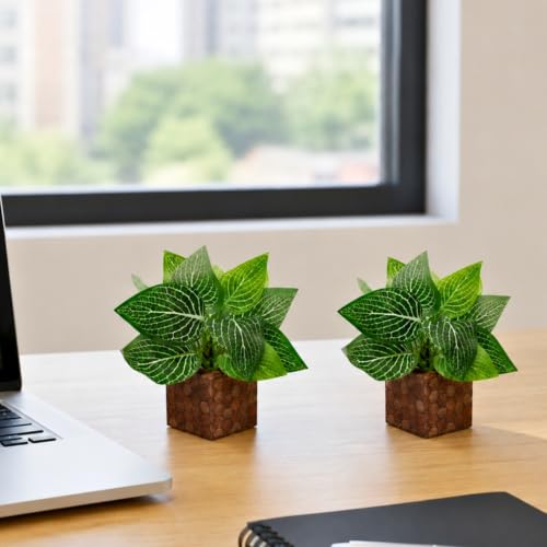 Image of DecoreBugs Artificial Real Touch Flower Plant with Pot (Pack of 2), 16 cm Height, Decorative Faux Floral Plant for Home, Office, Living Room, Bedroom, Table & Shelf Decor