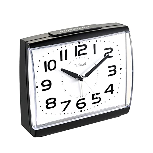 5.7" Silent Analog Alarm Clock Non Ticking, Gentle Wake, Beep Sounds, Increasing Volume, Battery Operated Snooze And Light Functions, Easy Set, Black (Best For Elder) #TOP4