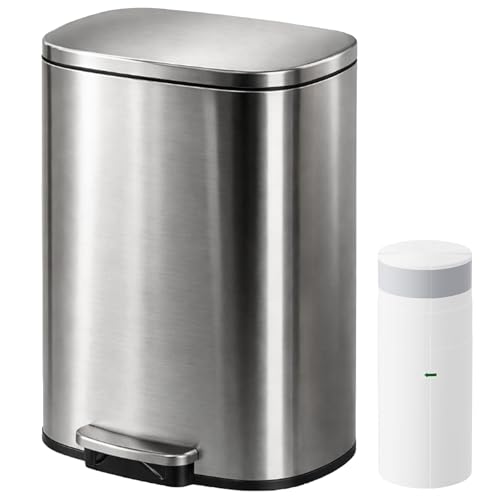 YASHE Poubelle Cuisine 50L, Grande Poubelle Rectangulaire avec 20 Sacs, Pédale, Fermeture Douce et Facile à Nettoyer