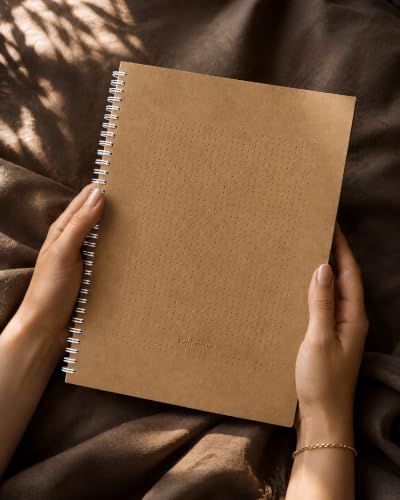Image of PaperO A4 Dot Grid Notebook | 5MM Dot Design | A4 Size (8.5 x 11 inches) | 100 GSM 50 Sheet | Ideal for Architects & Designers | Kraft Cover | (Millboard Cover Dot Grid)