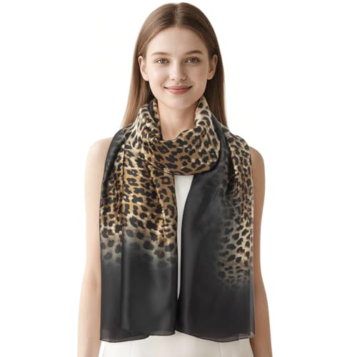 RIIQIICHY Schal Damen – Dünner Leichter Schal Damen mit Leopardenmuster, Schals & Tücher für Damen, Schaltuch Damen Frühling Sommer, Elegante...