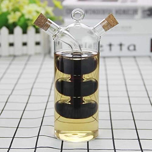 decwang 2-in-1 Glass Oil & Vinegar Dispenser - 300ml, Cylindrical, Reusable, Cooking, Kitchen, Food Preparation, Glass Material, Hand Wash Only - Thumbnail 2