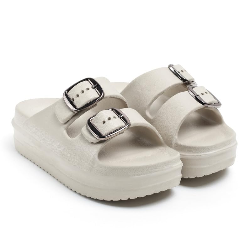 Image of Women Summer Flip Flop Slippers Casual Pillow EVA Anti-Slip Sole Slide Slipper Double Strap Sandals for Women's & Girls Rubber Flats