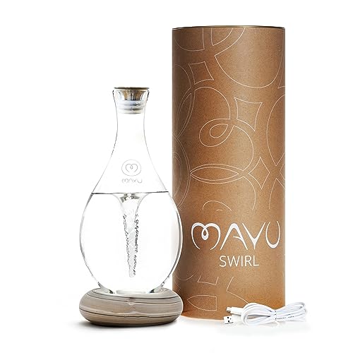 MAYU Swirl, Structured Water Device, 1.5 Liter Glass Pitcher, Rechargeable Ceramic Base (Earth), Enhance Reverse Osmosis, Purified or Filtered Water, Vortex Oxygenates, Supports Cellular Hydration