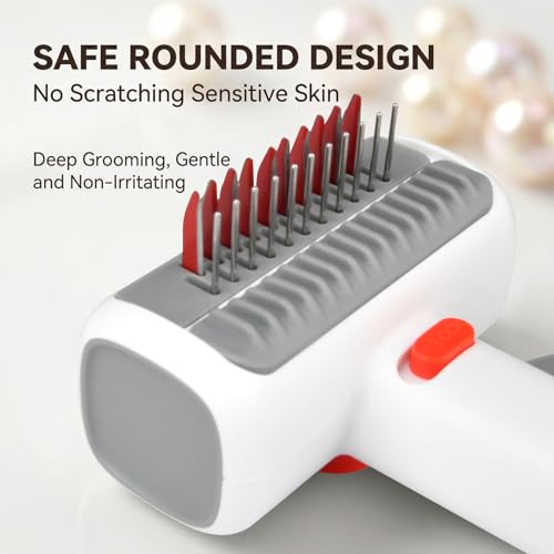 2-in-1 Pet Self-Detangling & Grooming Comb, Cat Brush Dog Brushes for Grooming, Dual-mode Dog Deshedding Brush for Dogs Cats, Cat Combs Pet Groomin-g Brus-h for Dematting, Undercoat Comb for Dogs Cats - Image 6