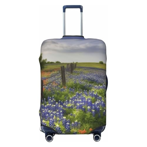 Texas Bluebonnets Scenery Luggage Cover for Suitcase Tsa Approved, Washable Suitcase Protector Fits 18-32 Inch Anti-scratch Suitcase Cover Carry on Luggage Sleeve Travel Baggage Cover