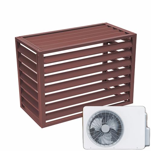 Dnowegas klima außengerät abdeckung Braun Louver Oberteil L100*W50*H70(1.5P) Wetterschutz und Sichtschutz Verkleidung aus Aluminium für Wärmepumpe