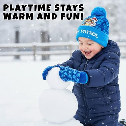 Image of Nickelodeon Paw Patrol Boys Winter Hat and Mitten or Glove Set (Age 2-7)