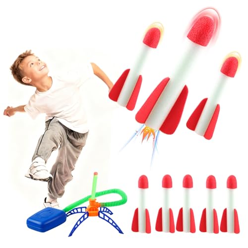 Yuqilin 8 Piezas Cohete Juguete Colorido con 1 Lanzador de Cohetes Juegos Exterior Niños 3 4 5 6 7 Años Juegos al Aire Libre para Niños para Navidad Halloween Acción Gracias Año Nuevo