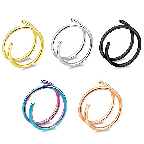 ONESING 20G Double Nose Ring Hoop for Single Piercing - 2-36 Pcs Jewelry for Women