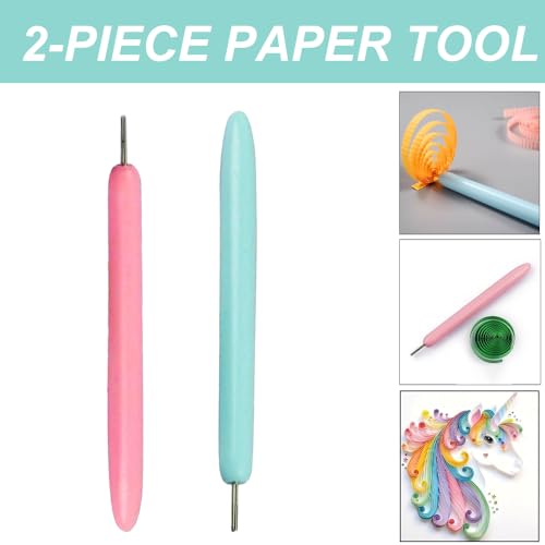 Lmyzcbzl Papier Quilling Werkzeuge, 2 Pcs Origami Rolling Pen, Curling Quilling Nadel Stift, Papierquilling-Werkzeug, Quilling-Schlitzwerkzeug, DIY Hand Handwerk Curling Stift
