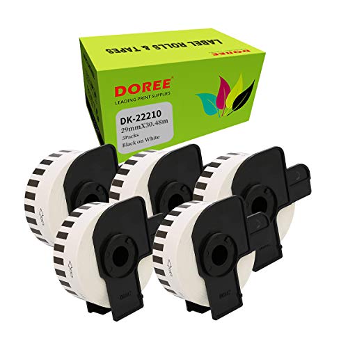 Étiquettes DK-22210 compatibles Brother QL-500 et QL-700 en rouleau continu de 29mm