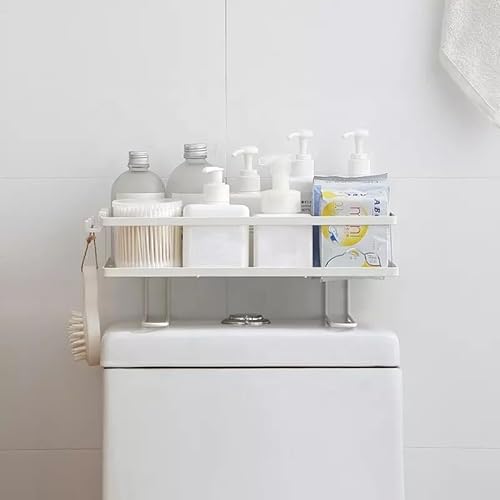 CM BAÑOS - Estante Inodoro o WC - Organizador Baño, Gran Capacidad - Estante de Acero Lacado sobre el Inodoro, Sin Necesidad de Agujeros, Blanco Mate, 34x15 cm - imagen 4