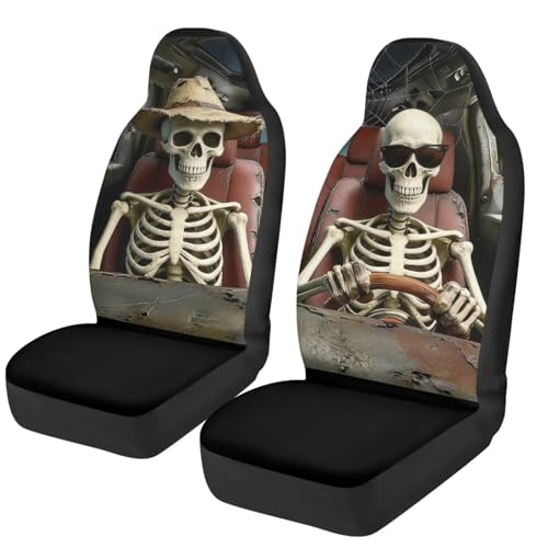 Housses de siège de voiture avant squelette drôle 52x138cm