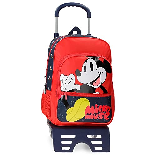 Disney Mickey Mouse Fashion Mochila Escolar Con Carro Multicolor 30X38X12 Cms Microfibra 13,68L
