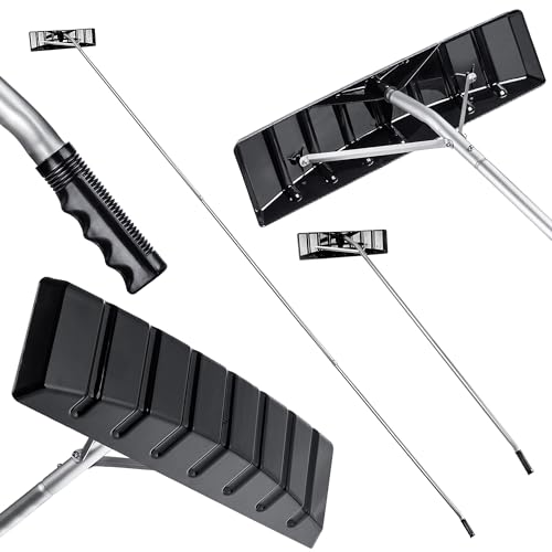 KADAX Rastrello da Neve per Tetto, Pala da Neve con Manico Telescopico in Alluminio, Ideale per la Rimozione Sicura di Neve da Tetti Inclini (180-473 cm)