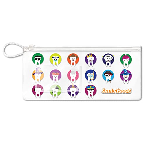 SmileGoods Zipper Pouch with Business Card Holder, 4.5" x 10", Dental Friends, Pack of 72