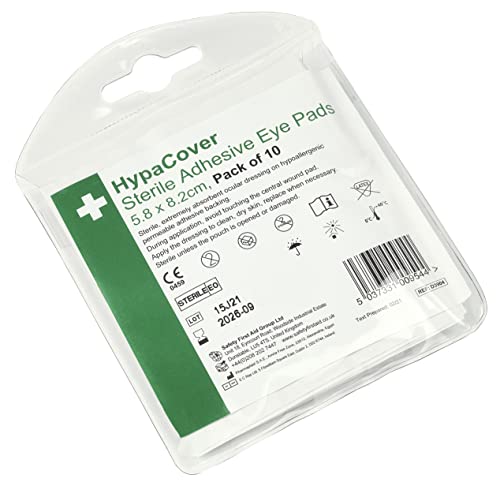 Safety First Aid Group Group HypaCover Sterile Adhesive Eye Pad, 5.8 x 8.2cm (Pack of 10)