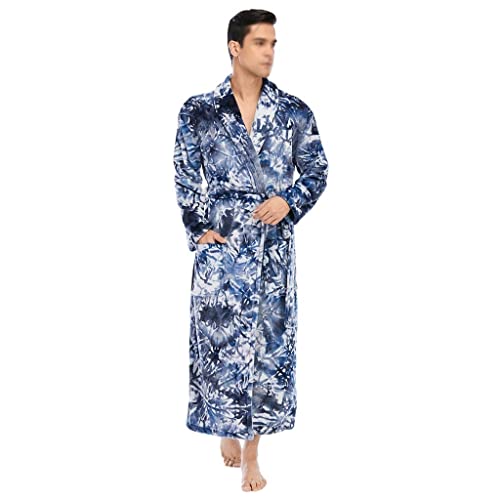 Men's winter pajamas bathrobe thick warm long-sleeved pajamas home service pajamas