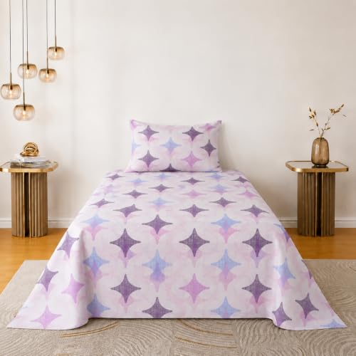 Image of Amazon Brand - Umi Affordable Soft Cotton Single Bedsheet 60x90 Inch | 160 TC | Elegant Design with Pillow Cover | Breathable Hostel Bedsheet