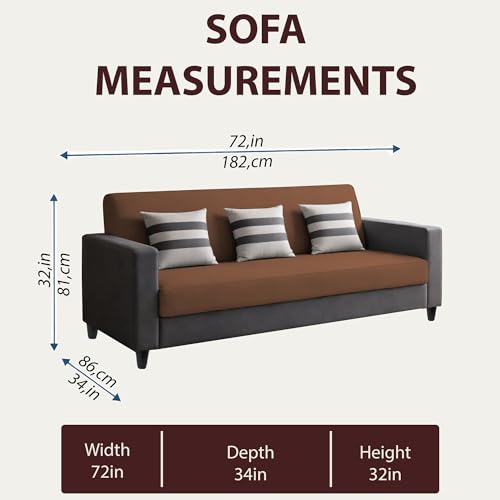 Image of Casaliving Amara 3 Seater Sofa Set for Living Room (Black Brown Colour Fabric) Premium Fabric Sofa