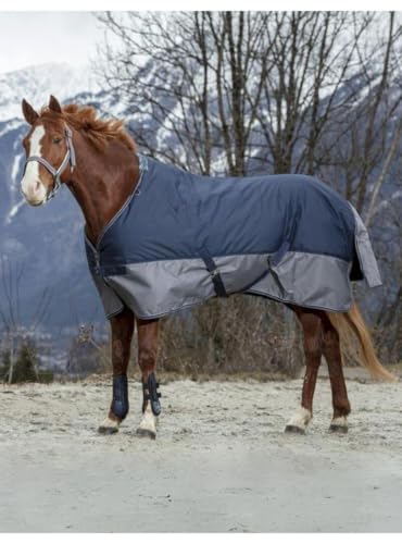 Equi-Theme/Equit'M Unisex Adult Tyrex 600 D Turnout Rug - Navy/Grey, 4 ft/3-Inch/130 cm