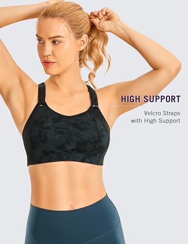 Image of SYROKAN Women's Sports Bra Front Adjustable Padded | High Impact, Racerback, Wireless, Plus Size, Full Coverage, Running Bra