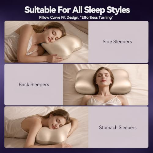 Dayme Cooling Cervical Neck Pillow – Contour Memory Foam Pillow, Champagne - image 7