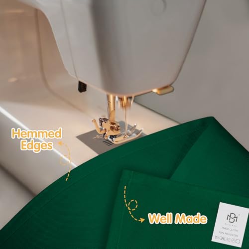 Image of BRILLMAX 10 Pack Hunter Green Tablecloths 70 x 120 Inch for 6ft & 8ft Rectangle Tables - 150 GSM Polyester Fabric, Universal Fit, Water, Stain & Wrinkle Resistant Cloth Cover for Wedding Banquet