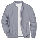 KEFITEVD Men Casual Thin Jacket Spring Lightweight Golf Jackets Sports Coat with Pockets,Light Grey,XL