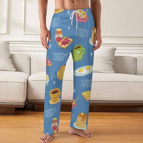 Avocado Sandwich Drink Pattern Comfy Pajama Pants Adjustable Sleepwear Beach Pants for Men2