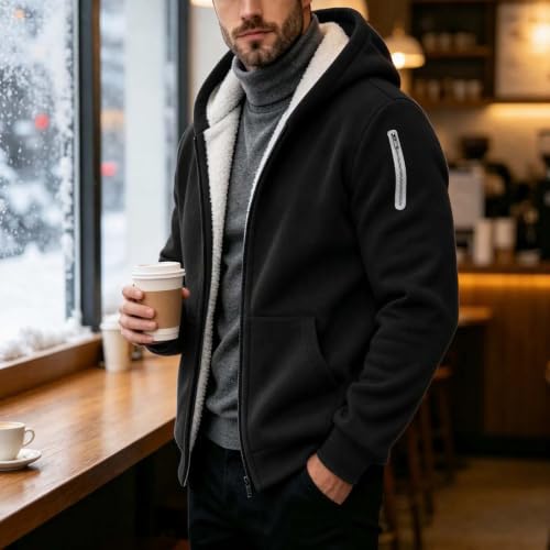 Men's Fleece Jacket Hoodie Sherpa Lined Zip Up Winter Warm Thick Coat - image 7