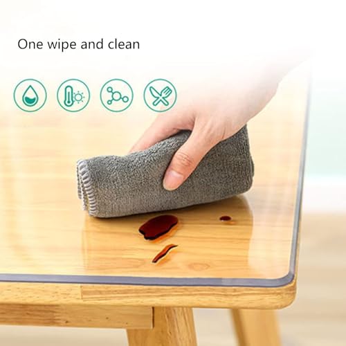 Nappe transparente imperméable 90x150 pour protéger la table à manger des repas de famille - 4